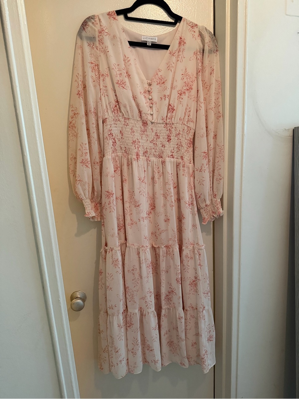 Lucy Paris Light Blush Floral Maxi Dress